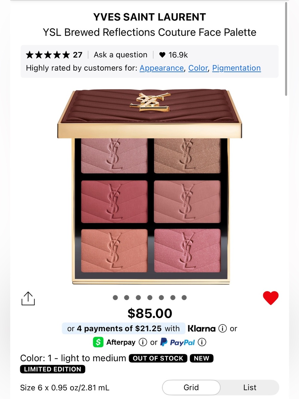 YSL Brewed Reflections Holiday Palette Light - Medium